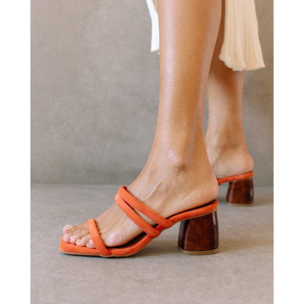 ALOHAS Suede Indiana Block-Heel Sandals Pomelo Orange Size EU 39/ US 8